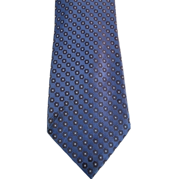 Calvin klein Blue Pola-Dot 100% Silk Men's Tie - Picture 3 of 10